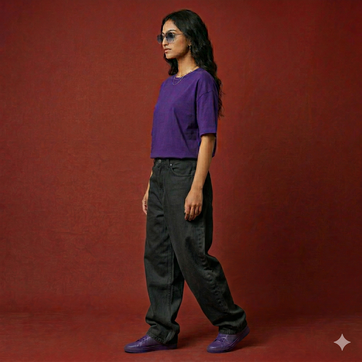 Purple Plain Oversized T-Shirt