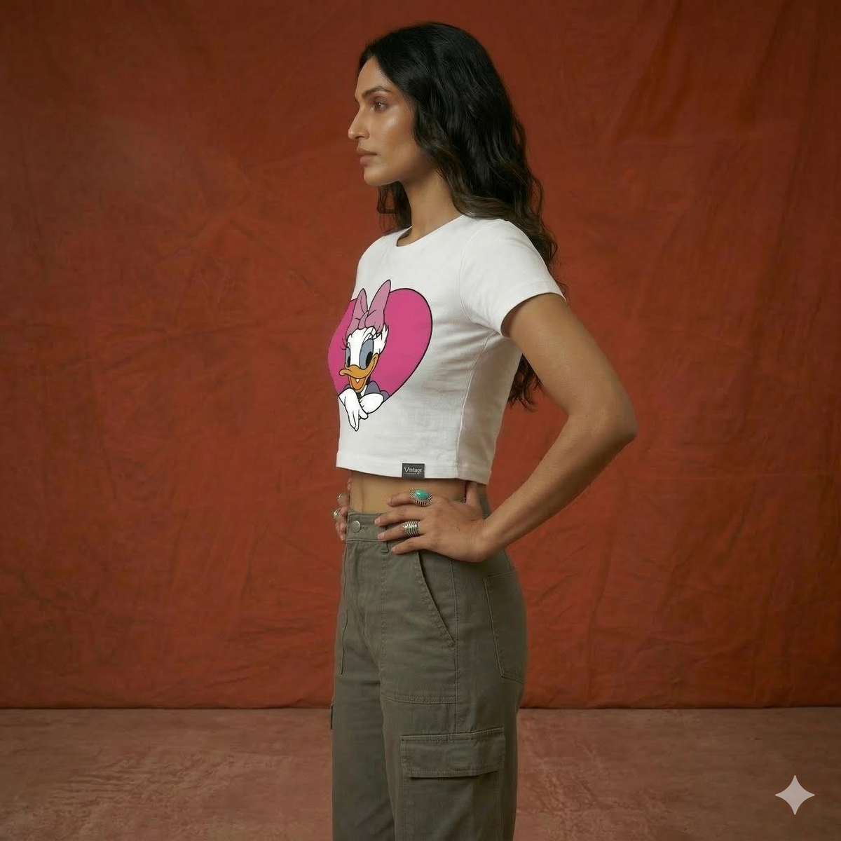 Female Daisy Duck White Crop Top
