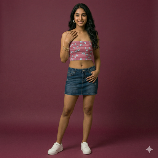 Heart Pattern Tube Top