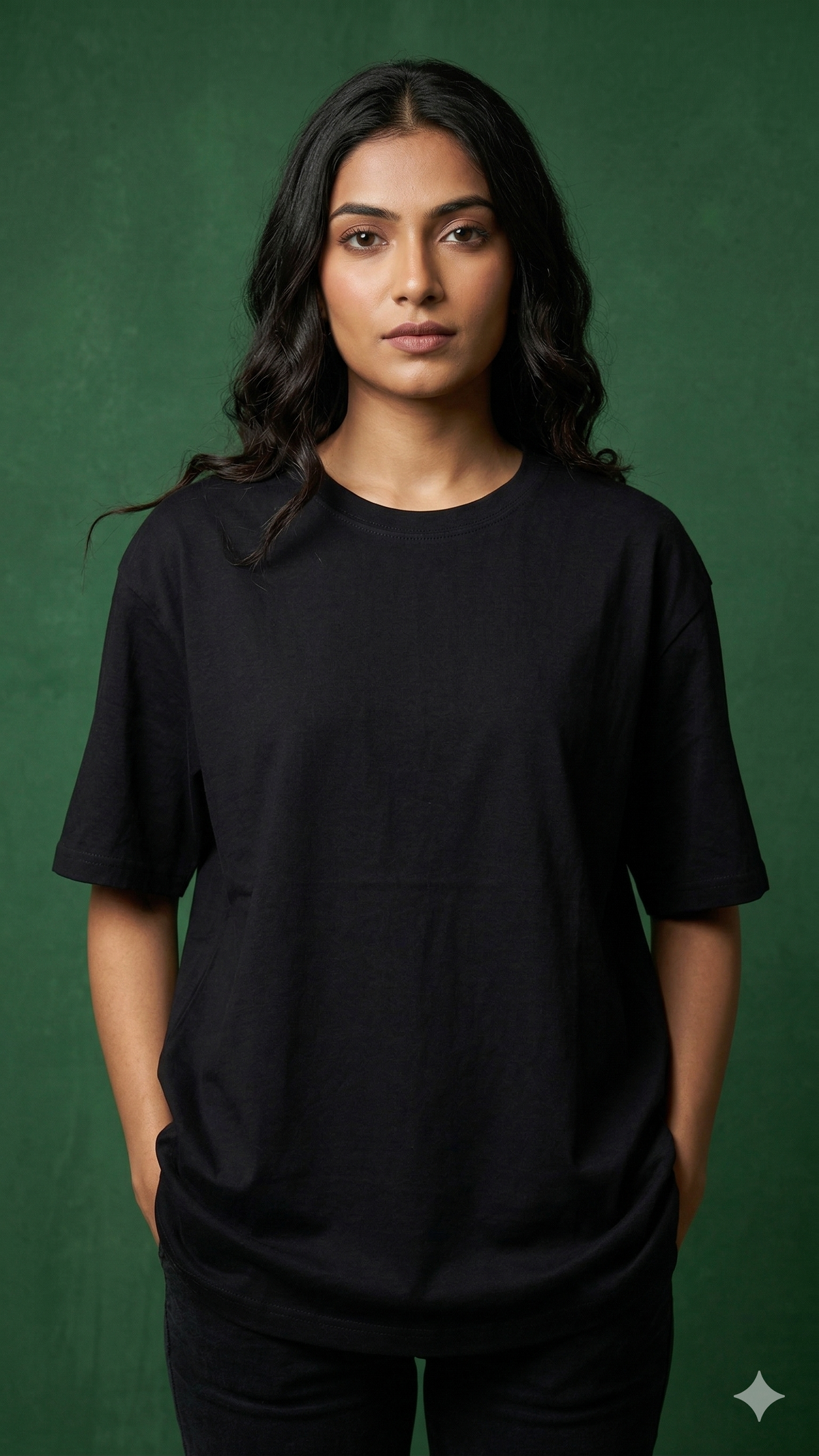 Female Black Oversized Back Side Anime Tshirt