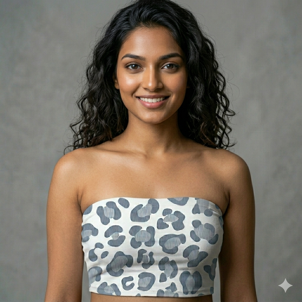 White Pattern Tube Top