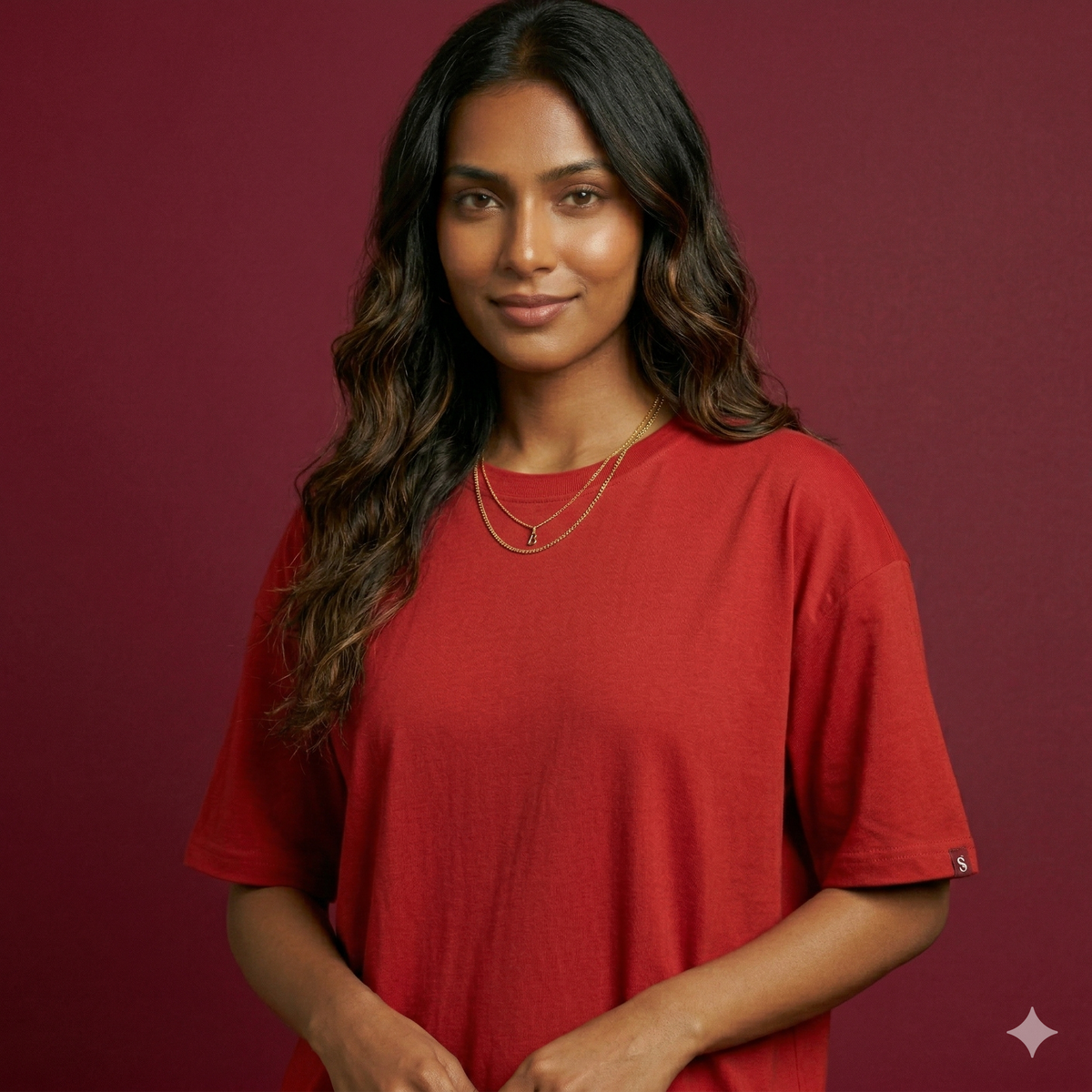 Red Plain Oversize Tshirt