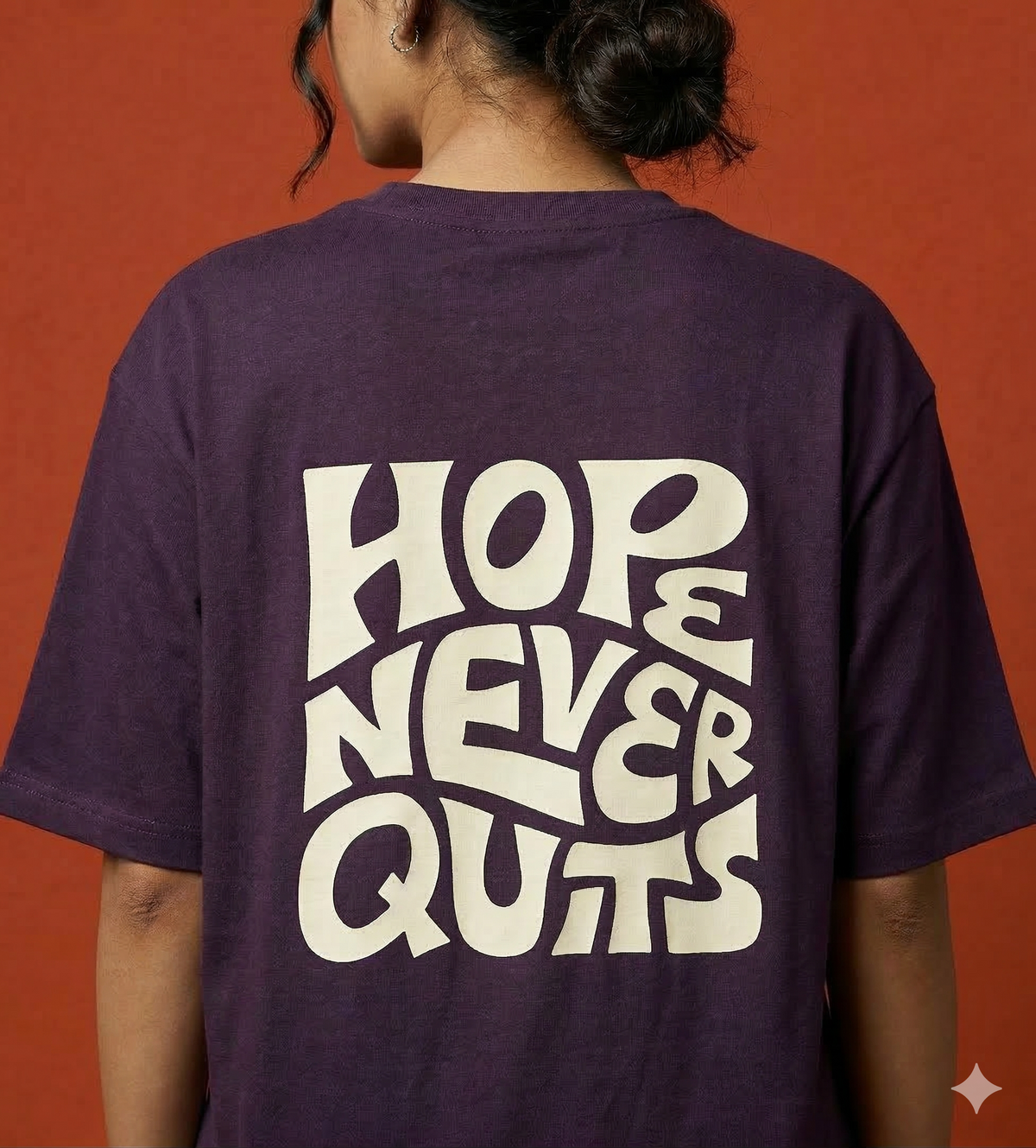 Women's Purple Back Hope Never Dies Printed Oversized Tshirt