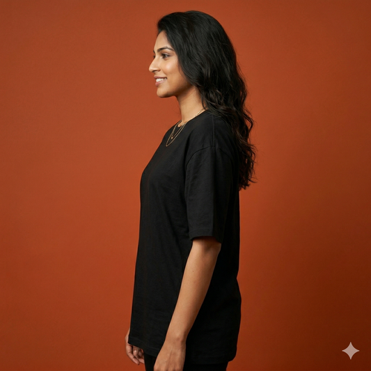 Black Plain Oversized T-Shirt