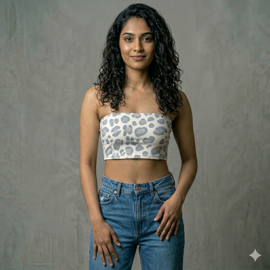 White Pattern Tube Top